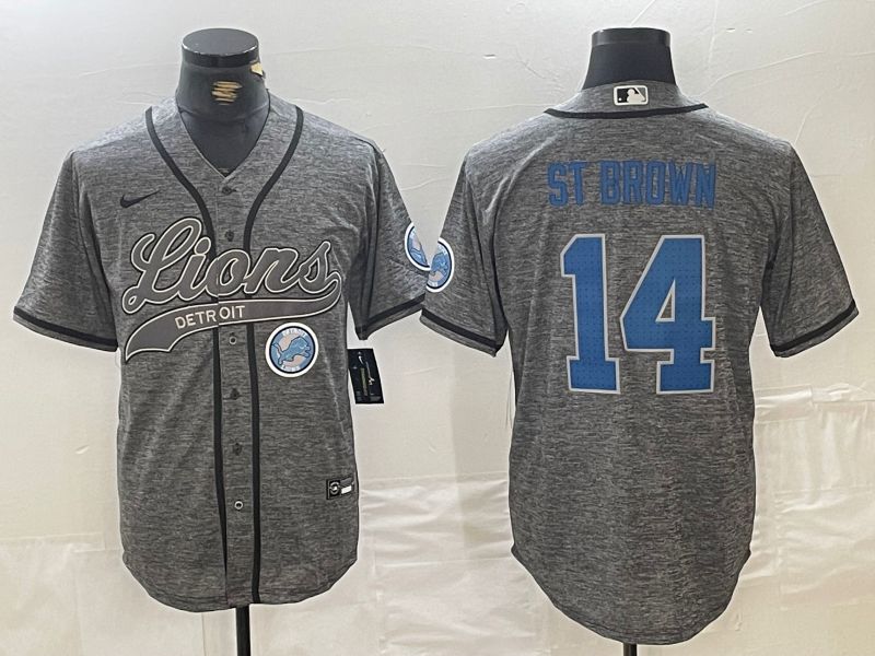 Men Detroit Lions #14 ST Brown Grey Joint Name 2024 Nike Limited NFL Jersey style 3->detroit lions->NFL Jersey
